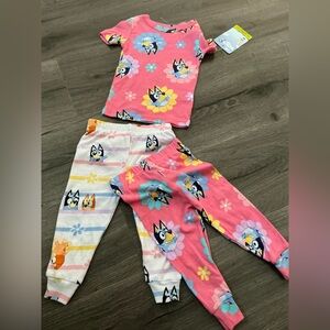 Kids  Bluey Pajamas Set - Pink and White.  18 messes